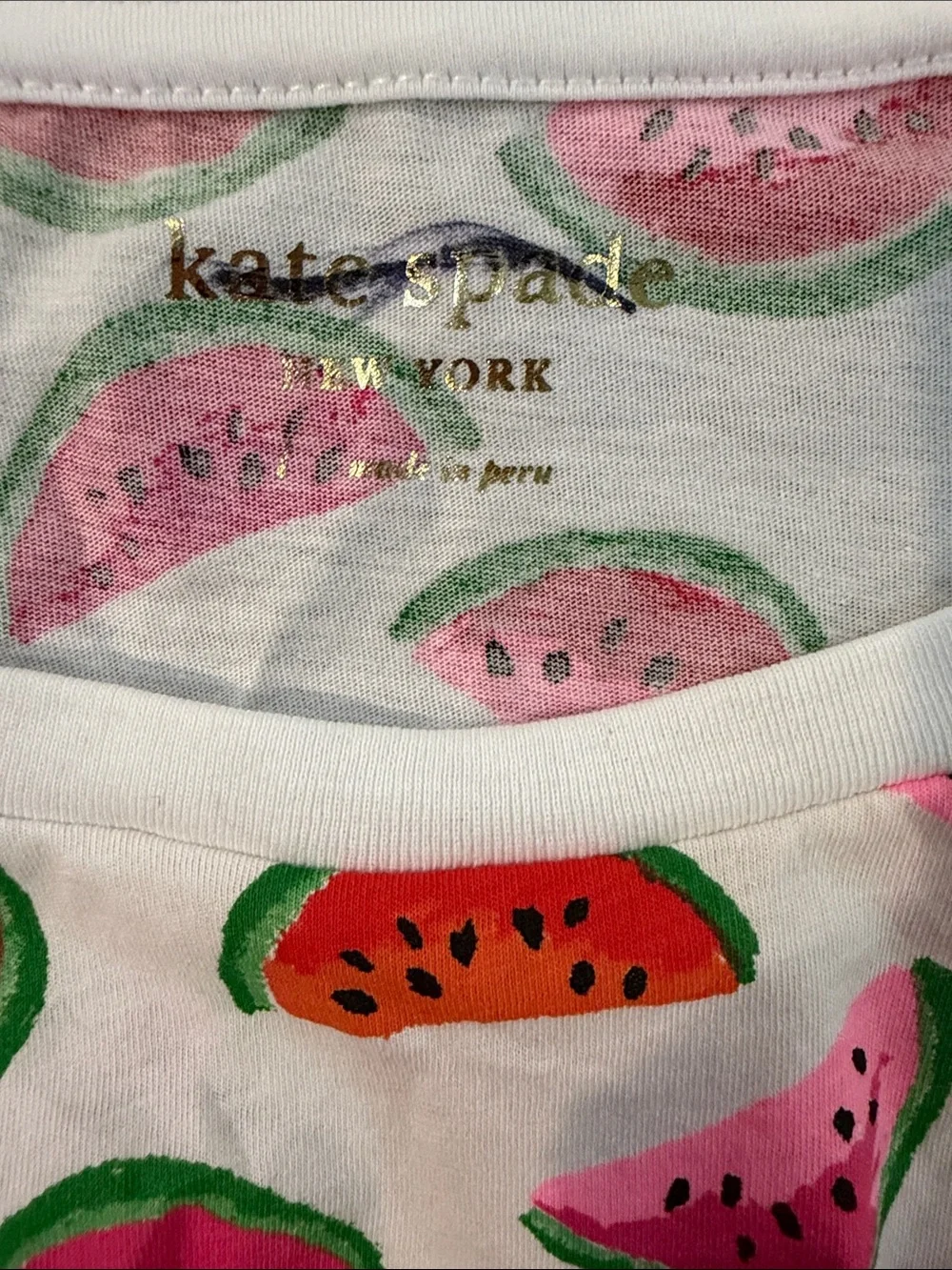 kate spade White Tee with Pink, Green & Orange Watermelon Print nwot - Picture 2 of 3